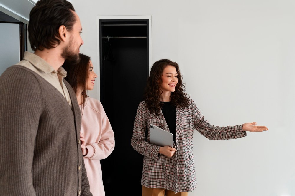 pareja visitando un inmueble